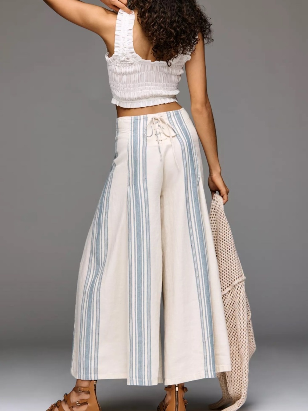 Anthropologie Pilcro Linen Cotton Linen Skirty Sailor Pants ULTRA WIDE LEG nwt - Picture 2 of 10